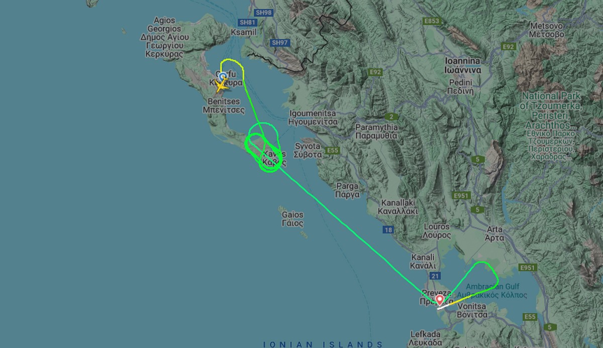 Η πορεία που ακολούθησε το αεροπλάνο