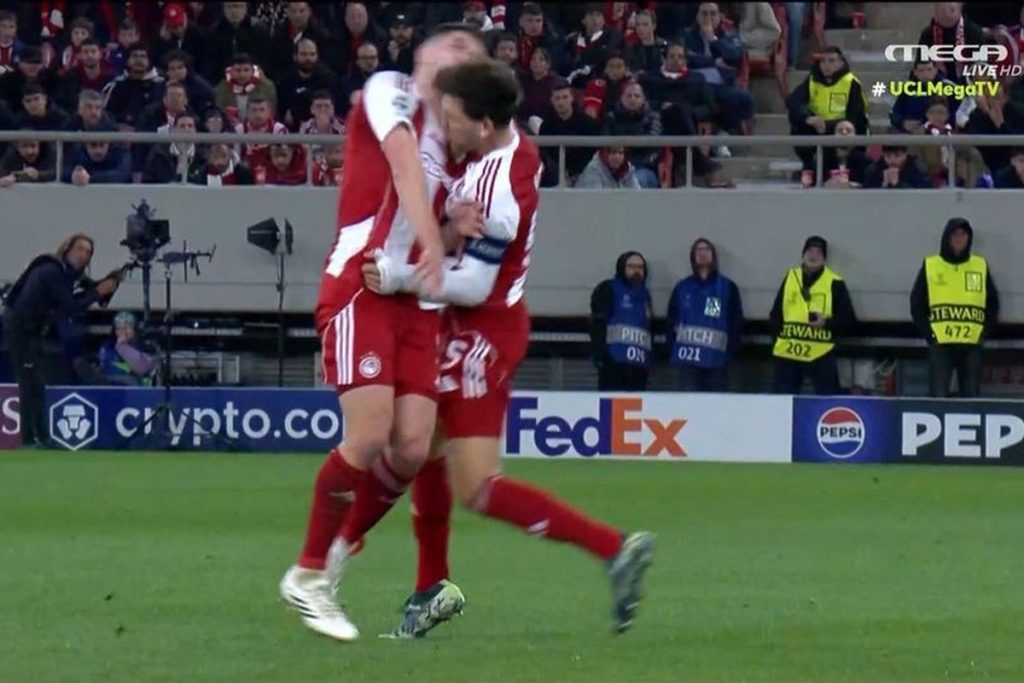 Ολυμπιακός – Λεβερκούζεν: Τρομακτική σύγκρουση του Ρέτσου με τον Πιρόλα